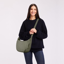 Kememo Crescent Bag for Women, Nylon Crossbody Hobos Bag Dumpling Bag with Adjustable Strap Shoulder Bag for Travel, Green