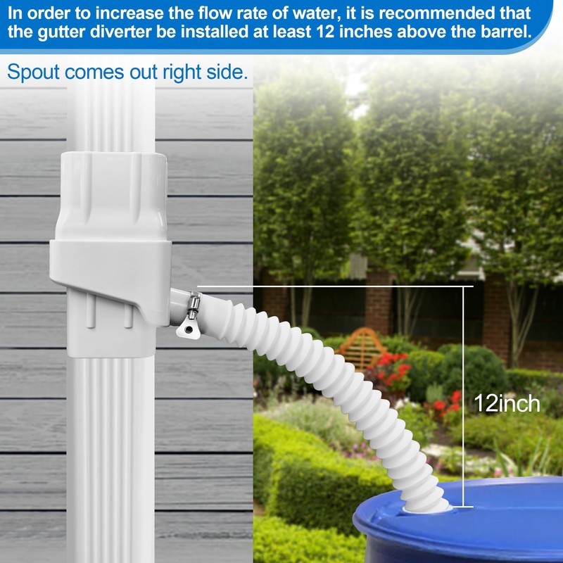 Downspout Rainwater Collection, Rain Barrel Diverter Kit Fits 2 “x