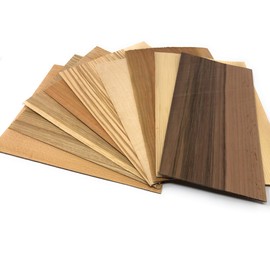 Veneer Set, 9 Strong Veneers in Oak Larch Cherry Wood Walnut Beech Maple and Fir Wood Strong Veneers Suitable for Model Making Inlaid as a Craft Set for Craftsmen and Craftsmen