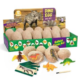 cocoriko Giant Dinosaur Egg Excavation Kit T-Rex Dinosaur Toy with 14 Dinosaur Figures Educational Toy (Set of 12)