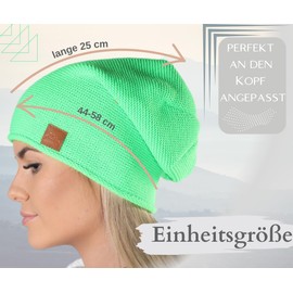 Mikos* Beanie for Women, Spring/Autumn Hat, Long Slouch Beanie, High Wearing Comfort, Available In Many Colours - neon yellow