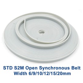Pangocho Jinchao-Timing Belt STD S2M Open Synchronous Belt S2M-6 Width 6/9/10/12/15/20mm, Polyurethane Steel PU STD2M, Timing Small Backlash 3D Printer (Size : 50Meters, Color : 6mm)
