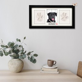 MYPAWLETS Paw Print Kit for Dog Cat,Pet Paw Print Impression Kit,DIY Dog Paw Print Kit Keepsake,Soft&Uncrackable Pawprint Clay,One Dog Pawprint Frame 2 Display Mats,Pet Lover Gifts-Black