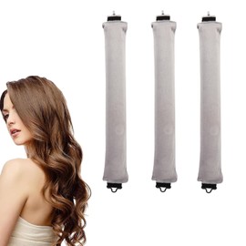 Heatless Curls Overnight，Heatless Long Hair Rollers with Hook, Soft DIY Wave Hair Rollers Styling Tool for Long Medium Hair Curls (Grey)