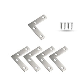 Regipro b Stainless Steel L-Shaped Brackets, Flat, 2.0 x 2.0 inches (50 x 50 mm), Screws Included, Set of 10