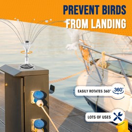 Buzzlett Stainless Steel Bird Deterrent with PVC Base for Outdoors, Boats, Docks and HVAC - Efficient Bird Repellent for Birds, Deters Seagulls and Other Birds from Landing- 2ft