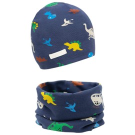 FORUHOO Girls' Hat Set with Scarf Children's Beanie for Autumn Winter Cotton Pack of 2, Scarf set: animal dinosaur