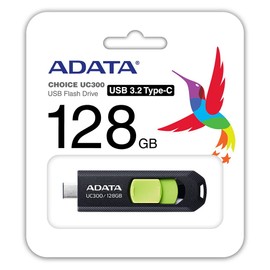 ADATA 128GB USB3.2 UC300 Type-C USB Flash Drive Negro/Verde