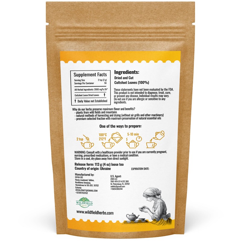 4 oz. Coltsfoot Herb Leaf Tea (Tussilago Farfara) - 113g