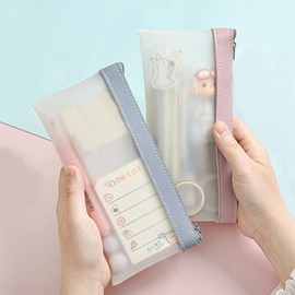 RICISUNG Transparent Pencil Case (Pack of 2) Multi-functional Stationery Storage Bag Large Capacity Zipper Pen Case Waterproof Portable for Kids, Middle School, High School Students, School Stationery