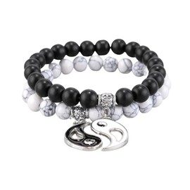 Matching Bracelets for Couples Best Friends, Yin Yang Friendship Relationship Bracelet for BFF Boyfriend Girlfriend Birthday Christmas Presents for Women Men Bracelet for 2