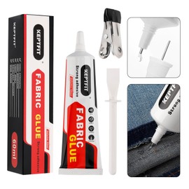 Fabric Glue Permanent, 60 ML Washable Clear Clothing Glue, Super Fabric Glue for Rhinestones, Patches, Clothes, Denim, Leather, Polyester, Fabrics, Doll Repair,No Sew Solution, Permanent Bond