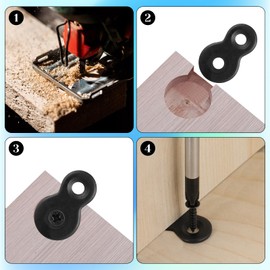 20 Pcs Figure 8 Fastener, Heavy Duty Table Top Fasteners with 40 Screws, Desktop Clips for Wood Tops, Secure Hardware Connector Bracket for Desk, Furniture, and DIY Projects (Black)