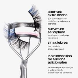 Sarelly Cow Lashes Enchinador de Pestañas, Rizador con Apertura Amplia y Curva Semiplana, Acero Inoxidable, Incluye 2 Repuestos de Silicón
