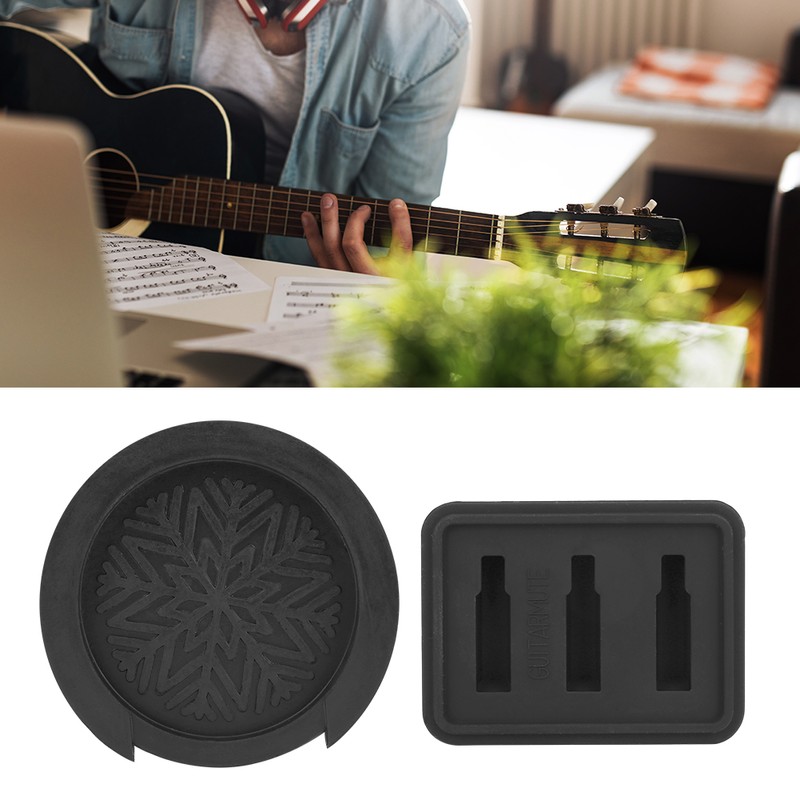 Guitar Mute Pad Sound Hole Cover Black Silicone Musical Instrument