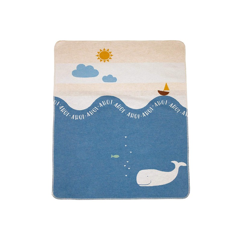 David Fussenegger Baby and Children's Blanket Juwel Whale Medium Blue