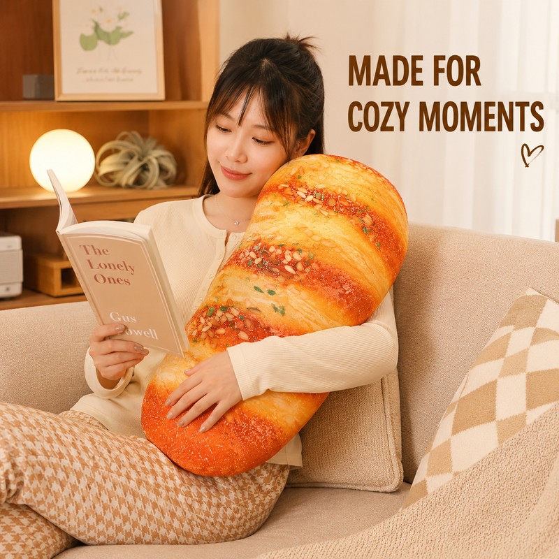 20cm Realistic Bread Plush Pillow – Soft Stuffed Hug Pillow