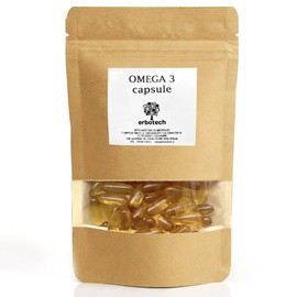ERBOTECH Omega 3 Kapseln, 100g Packung, ca. 70 Fischöltabletten, Fettsäure Nahrungsergänzungsmittel zur Kontrolle von Cholesterin und Triglyceriden