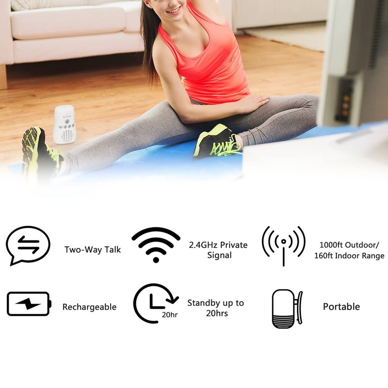 DM221 Audio Baby Monitor, 1000ft Range, Vibrating Sound Alert, Talk