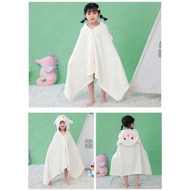 HUOCAI Premium Hooded Towels For Kids 28x55 inch | Kids Bath Towel | little sheep design | Ultra Soft and Extra Large | 100% Cotton Childrens Swimming/Bath Towel with Hood for 0-5 years（white）