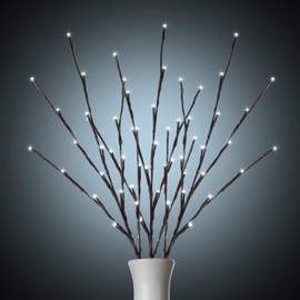 Lighted Branches for Vases Plug in - 6 Pack 24Inch 60 LED Christmas DIY Twig Pathway Lights, Artificial Tree Bendable Xmas Fairy Lights with Stakes for Outdoor Indoor Party Decoration, Pure White