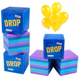 LaRandom 6 Pcs Video Game Llama Drop Boxes with 6 Balloons 7.5 Inch Video Game Party Supplies Birthday Decorations Large Cardboard Gift Box for Gamer Military Battle Graduation Party Favors Decor