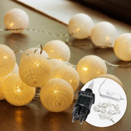 CozyHome Cotton Balls Fairy Lights Ball - 20 LEDs & 6 m Warm White Power Operated Room Party Decoration Light Garland Fairy Lights Small Balls I Garland with Cotton Balls Balls Ball