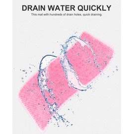 OTHWAY Non Slip Grassy Bathtub Mat : 25.6X13.4 inches Sturdy But Soft Bath Mat_Quick Drain Shower Floor Mat with Soft Bristles for Scrubbing Feet (Clear Pink)