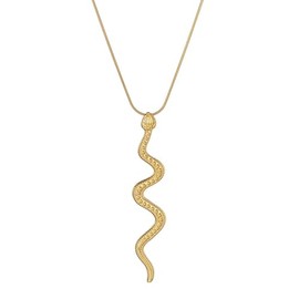 Snake Pendant Necklace for Women Reputation Snake Necklace Cute Gold Snake Necklace Gothic Punk Animal Viper Serpentine Necklace Adjustable 18K Gold Plated Stainless Steel Snake Chain Necklace Vintage Snake Jewelry for Concert Costume Accessories (Gold B
