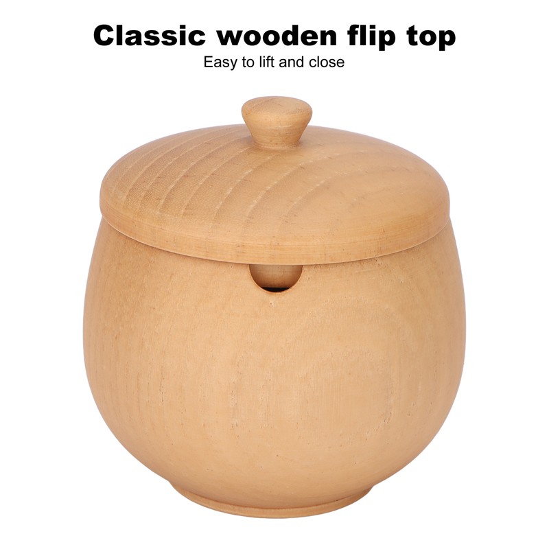 Sour Jujube Wood Condiment Jar Japanese Safe Dustproof Classic Flip