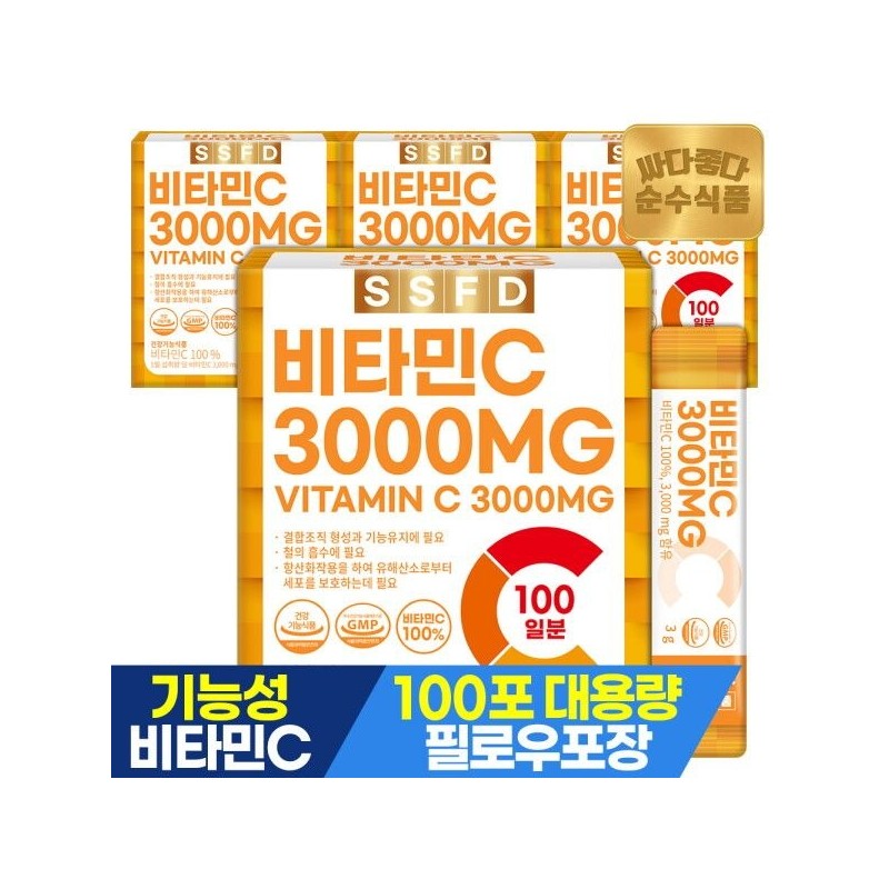 pure food [순수식품] [400포]비타민C 100% 3000mg 실속형 100포 x 4박스