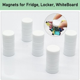 PYJLBX 20 Pack Fridge Magnets, Small Round Strong for Whiteboard Home,White