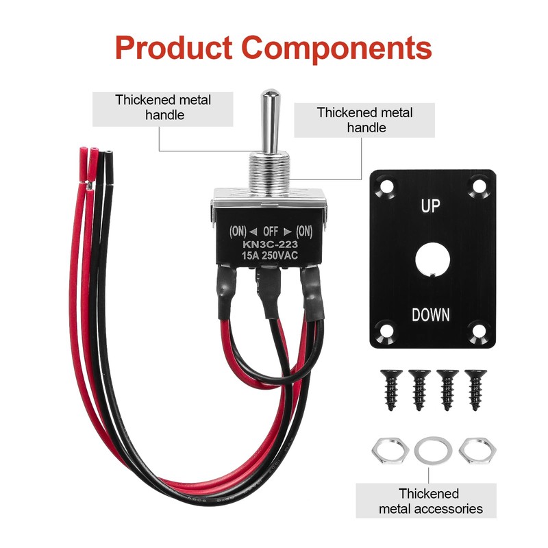 QTEATAK Prewired Self Reset 6-Pin 3 Position UP/Down Button Switch,