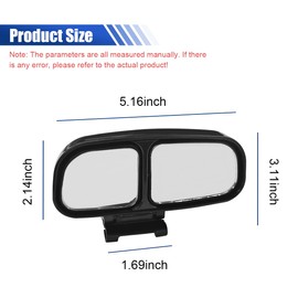 GAOLAOSY 2PCS Car Blind Spot Mirror, Adjustable HD Glass Side Rear View Mirrors, Wide Angle Convex Automotive Auxiliary Mirror, Universal for Cars Trucks SUVs (Black)