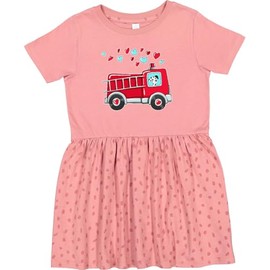 inktastic Valentine Fire Truck with Cute Dalmatian and Hearts Toddler Dress 2T Mauve with Speckles 39a2a