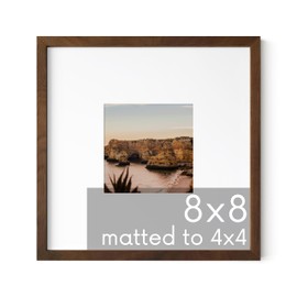 HAUS AND HUES Walnut Square Frame 8" x 8" Matted to 4" x 4" - 8"x8" Square Gallery Wall Frame Ideal for Home, Office (8x8 in, Walnut, Set of 1)