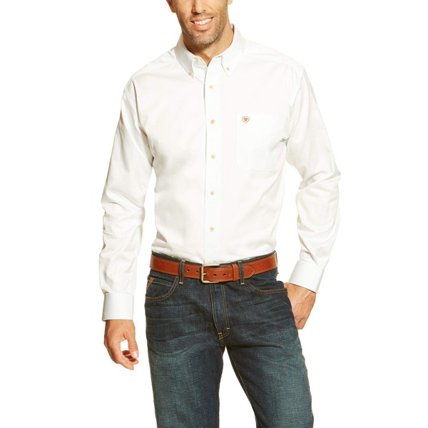 Ariat Men Solid Twill Shirt, White, X-Large