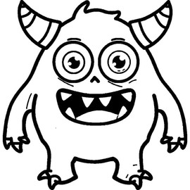 'Cute Horned Monster ' Rubber Stamp - Unmounted Design for Crafting & Scrapbooking, A8 (RS00053730)