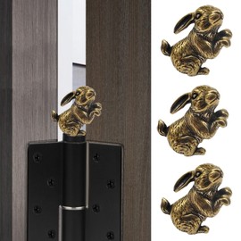 3PCS Brass Rabbit Hinge Heads Decorative Topper, Standing Rabbit Door Hinge Heads Decorative Topper Magnetic Hinge Head Toppers Magnetic Hinge Head Home Decoration