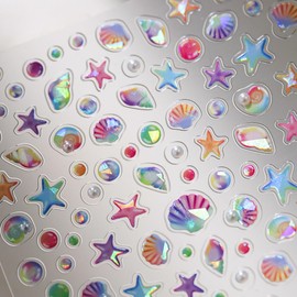 Beach Nail Stickers for Nail Art Summer Seashell Starfish Nail Decals Shell Light Ocean Stickers for Nails Designs Self Adhesive Nail Art Supplies & Decorations for Women Girls 1 Sheet