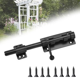 1 Pcs 8inch Gate Bolt, Heavy Duty Slide Gate Latch Bolt, Stainless Steel Material, Sturdy and Durable, Anti-Corrosion and Rust Proof for Bedroom Bathroom Toilet (Black)