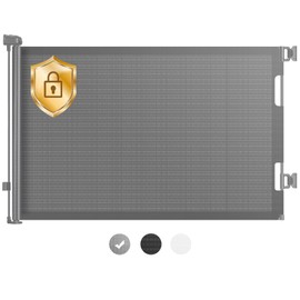 HAMOPY Retractable Baby Gate, 33" Tall, Extends up to 71" Extra Wide Baby Gate, Durable Auto-Lock Mesh Dog Gate, Pets and Child Safety Gates for Stairs, Doorways, Hallways, Indoor, Outdoor(Grey)