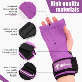 yflingjie Premium Weight Lifting Wrist Straps – Double Layer Microfiber Leather Gym Wrist Wraps with Adjustable Neoprene Padding for Deadlift, Powerlifting & Strength Training (Purple)