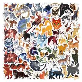 60 calcomanías de gato de guerreros para niños, adolescentes y adultos, calcomanías de dibujos animados para niños para botellas de agua, laptop, equipaje, álbum de recortes, calcomanías de vinilo impermeables Asverbet
