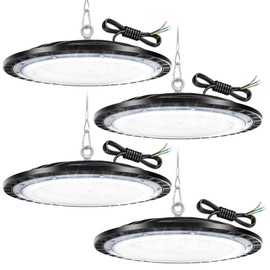 4Pack 100W UFO LED High Bay Light 10000 Lumens Industrial Lamp Commercial Area Lighting Fixture, Daylight White 6500K LED Shop LightsCommercial Lighting Fixture for Workshop Factory Warehouse Garage