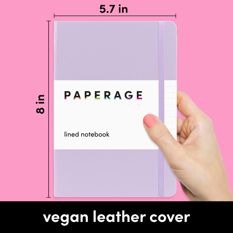 PAPERAGE Lined Journal Notebook, (Lavender), 252 Pages, Medium 5.7 inches