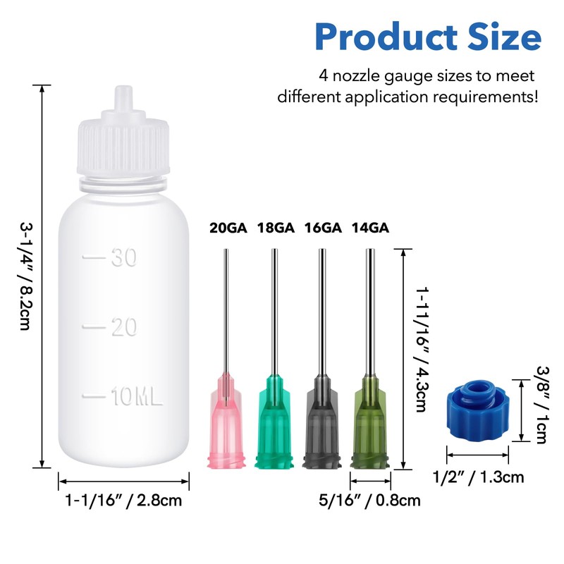12PCS Glue Applicators Bottles,30ml Plastic Squeezable Dropper Bottles with Blunt