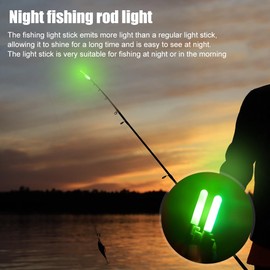 Riisoyu Pack of 5 Fishing Alarm Bells LED Waterproof Glow Sticks Fishing Luminous Glow Sticks with Buckle LED Bite Alarm Rod Tip for Night Fishing, Green