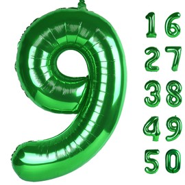 40 Inch Balloon Number 9 Green, Large Foil Green Number Balloons 9 19 29 for Girls Women, Digital 9 Helium Balloons for 90 99 Birthday Party Supplies Anniversary Event Celebration Decorations