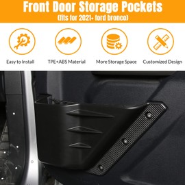 cartaoo Front Door Storage Pockets Box Cup Holder Organizer for 2021 2022 Ford Bronco 2/4 Door, Interior Accessories (Black 2PCS),(CT-Ford)